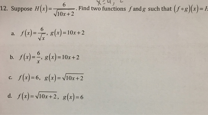 Solved X L 12 Suppose H X Find Two Functions Fand G Chegg Com