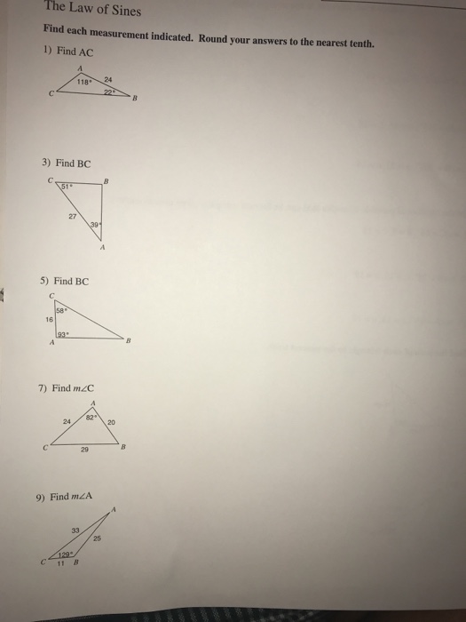 The Law Of Sines Find Each Measurement Indicated Chegg 