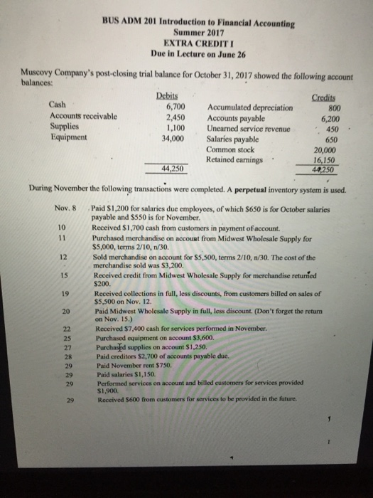 Solved: BUS ADM 201 Introduction To Financial Accounting S Sns-Brigh10