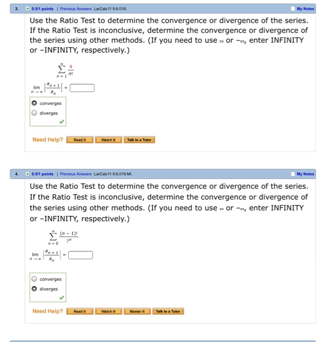 Ratio test calculator picture