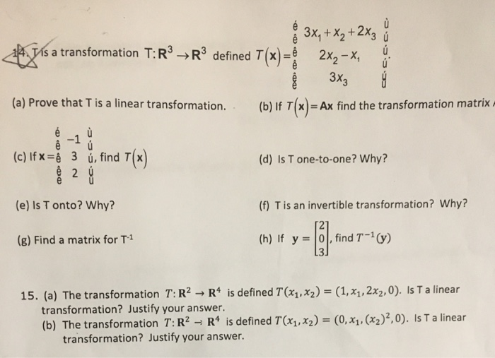 Solved Txisa Transformation Tr3 R3 Defined T X 2x2 X Chegg Com