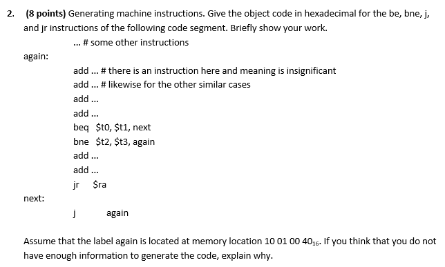 8 Points Generating Machine Instructions Give T Chegg Com