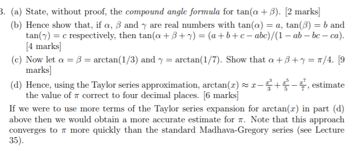 Solved A State Without Proof The Compound Angle Formula Chegg Com