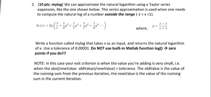 Solved We Can Approximate The Natural Logarithm Using A T Chegg Com