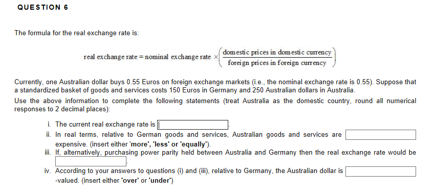 Solved QUESTION6 The formula for exchange is: | Chegg.com