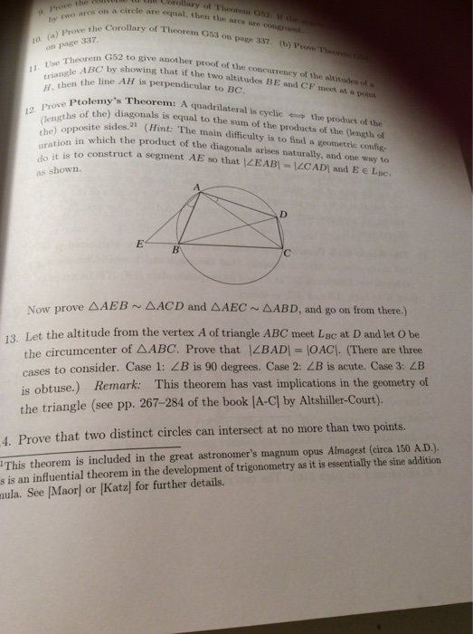 Solved On A Circle Are Equal Then The Ares Are T He Coro Chegg Com