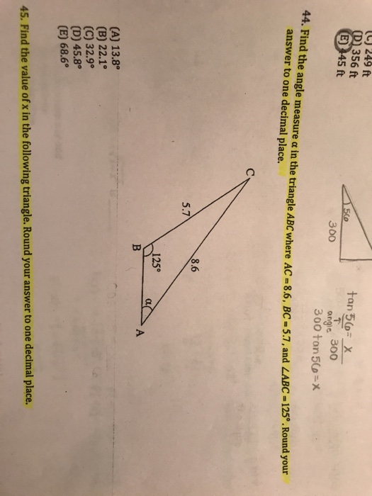 Solved Cj 249 Ft 356 Ft 45 Ft Tan 56 X 个 300 Angie 300 Chegg Com