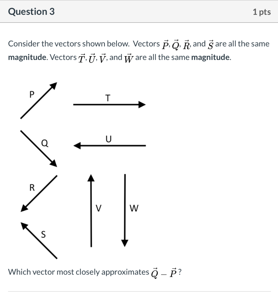 Solved Question 3 1 Pts Consider The Vectors Shown Below Chegg Com