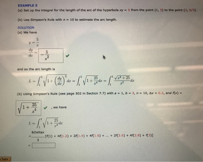 Solved Example 3 A Set Up The Integral For The Length Of Chegg Com