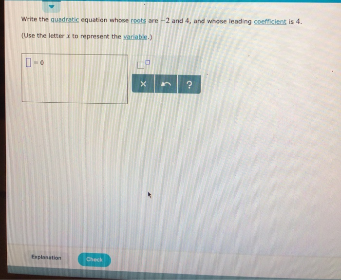 Write a quadratic equation with the given roots picture