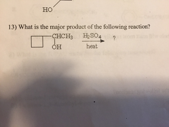 HO 13) What is the major product of the following reaction? OH heat