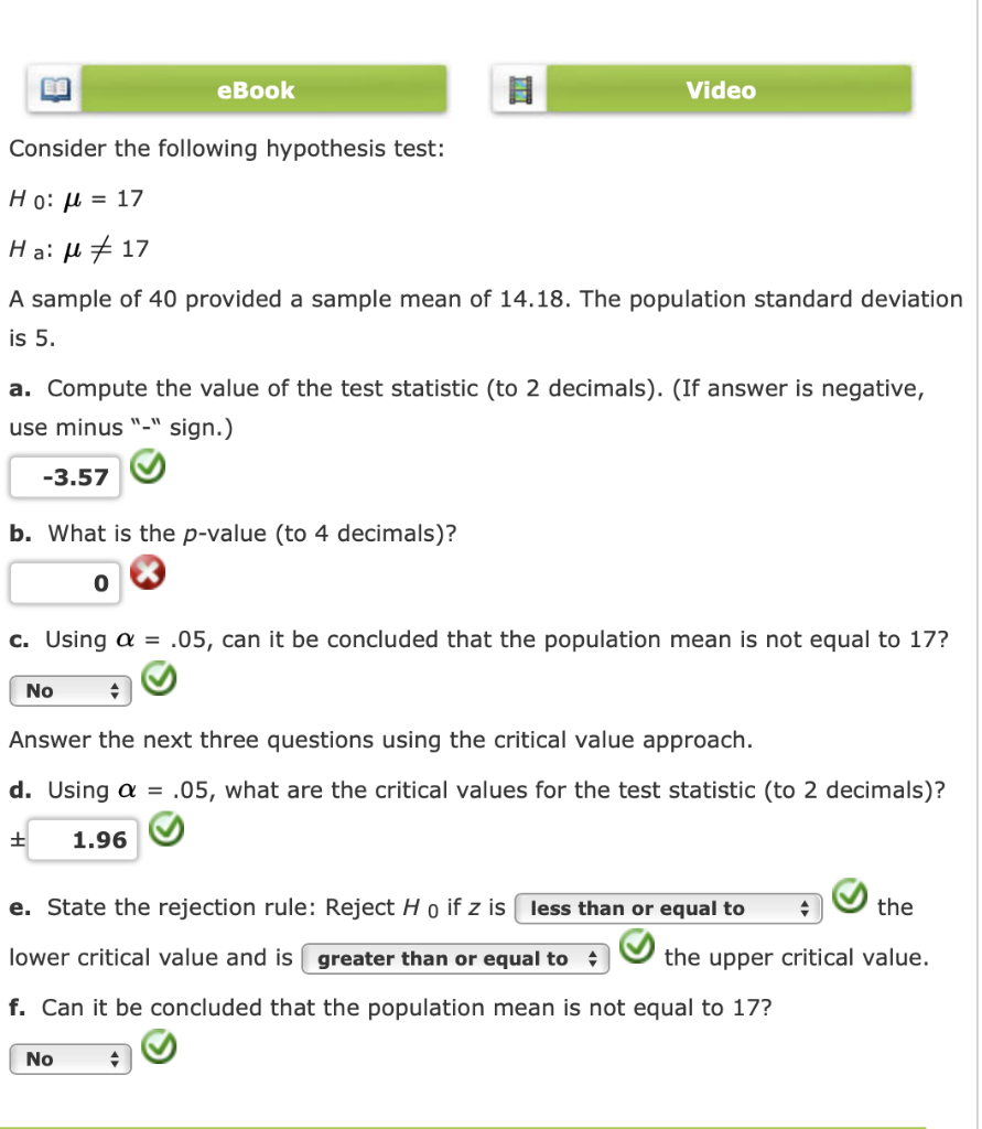Video Ebook Consider The Following Hypothesis Test Chegg Com