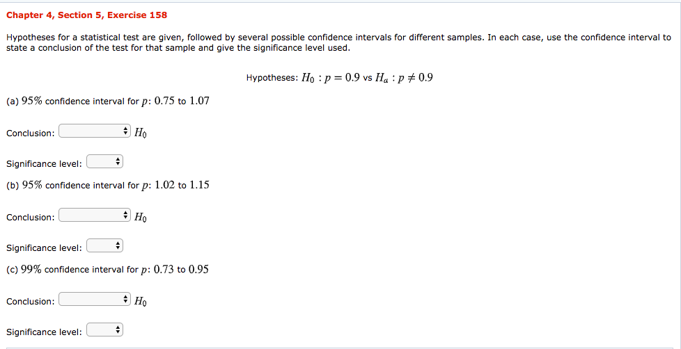 Solved Significance Level Options 1 5 10 90 95