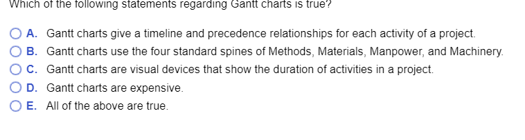 Which Of The Following Statements Regarding Gantt Charts Is True