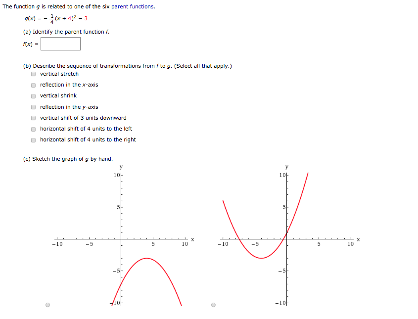 Solved The Function G Is Related To One Of The Six Gtx Chegg Com