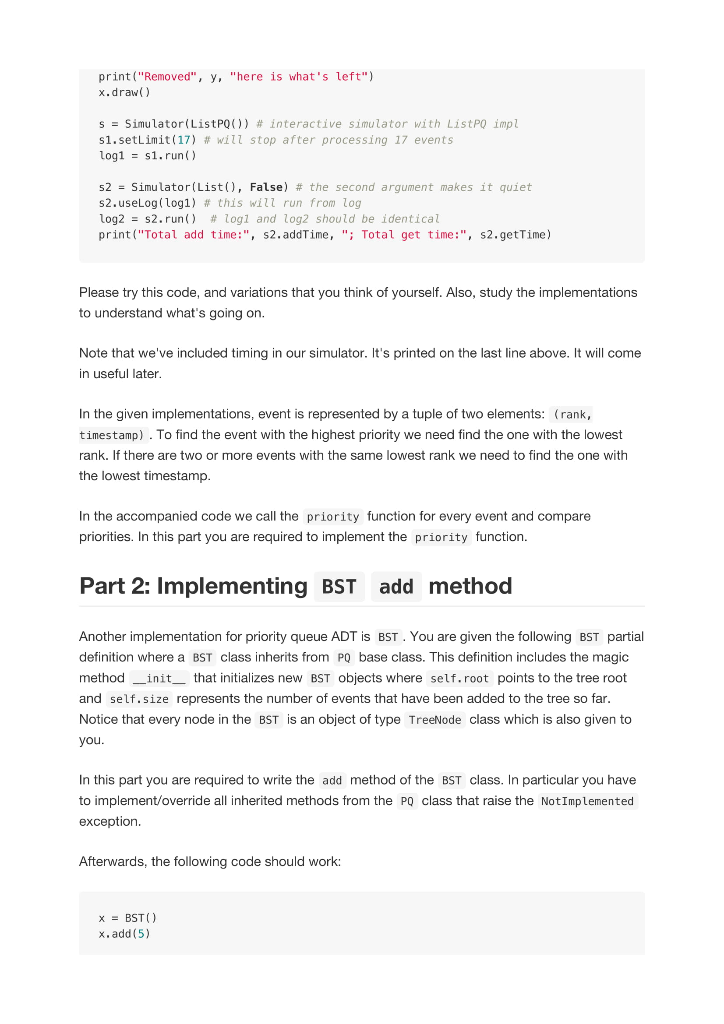 print Removed, y, here is whats left) x.draw) s-Simulator(ListPQ()) # interactive simulator with ListPo impl s1.setLimit