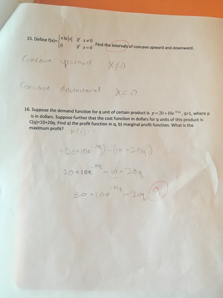 Solved 15 Define F X Xin X I X 0 Find The Intervals Of Chegg Com