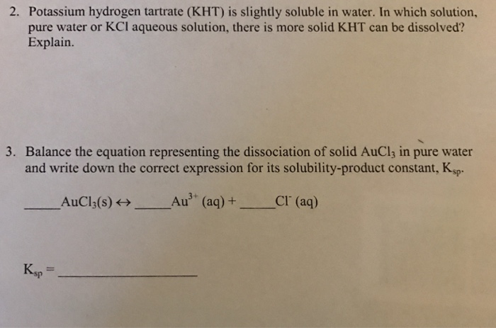 potassium hydrogen tartrate solubility product constant