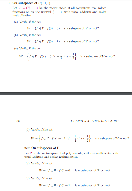 Solved On Subspaces Of C 1 1 Let V C 1 1 Be The V Chegg Com