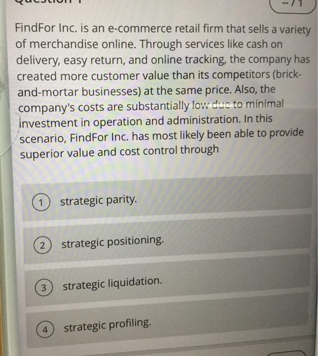 Solved FindFor Inc. is an e-commerce retail firm that sells