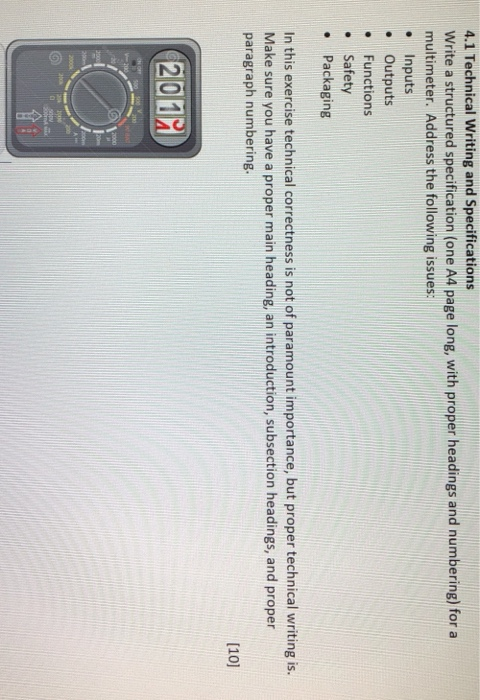Solved: 4.1 Technical Writing And Specifications Write A S... | Chegg.com