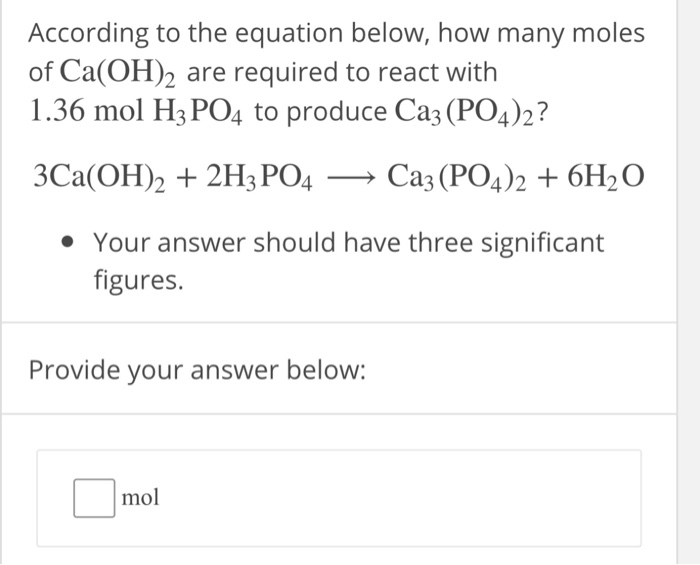 According To The Equation Below How Many Moles Of Chegg 