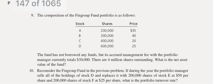 P 147 Of 1065 9 The Position Of The Fingroup Fund Chegg 