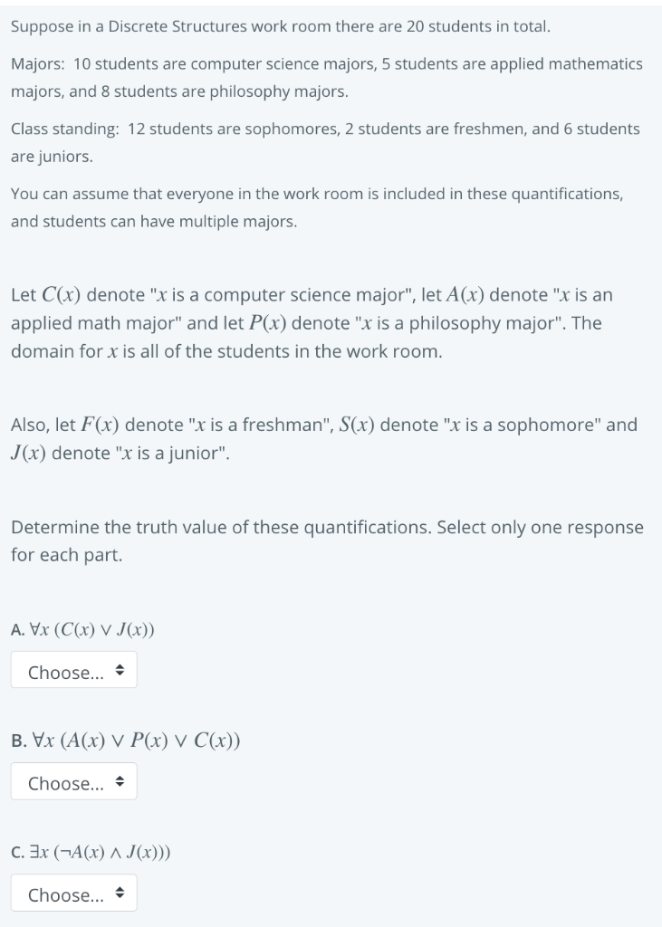 Solved Suppose Discrete Structures Work Room Students Total Majors 10 Students Computer Scienc Q