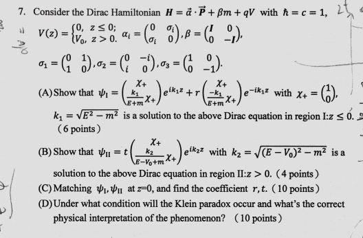 Solved 7 Consider The Dirac Hamiltonian H A P Ssm Q Chegg Com