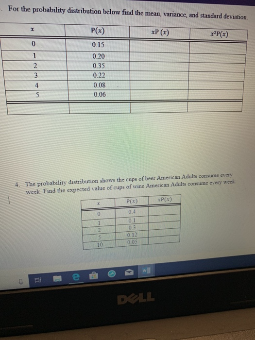 Solved For The Probability Distribution Below Find The Me Chegg Com