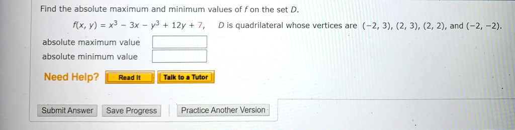 Solved Find The Absolute Maximum And Minimum Values Of F Chegg Com