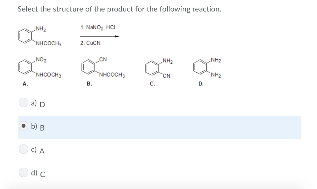 Solved: Select The Structure Of The Product For The Follow ...