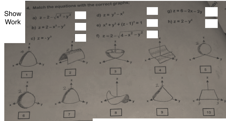 4 Match The Equations With The Correct Graphs G Z Chegg Com