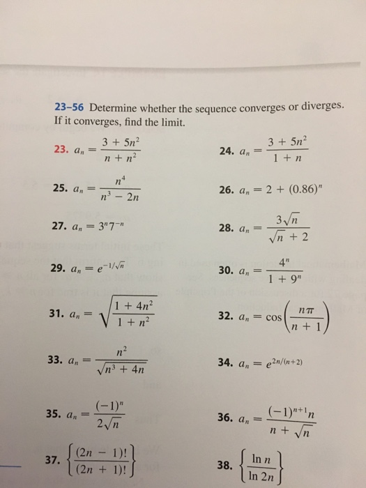 Solved 23 56 Determine Whether The Sequence Converges Or Chegg Com