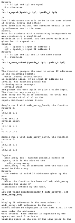 Return 1-i ipl and ip2 are equal int is equal (ipaddrt ipl, ipaddrt ip2 it oetetl, oetet2 and oetet3 Note for มิtudentมิ with