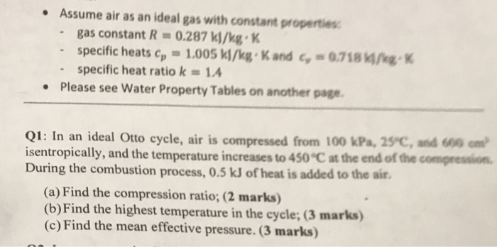 Solved Assume Air As An Ideal Gas With Constant Properti Chegg Com