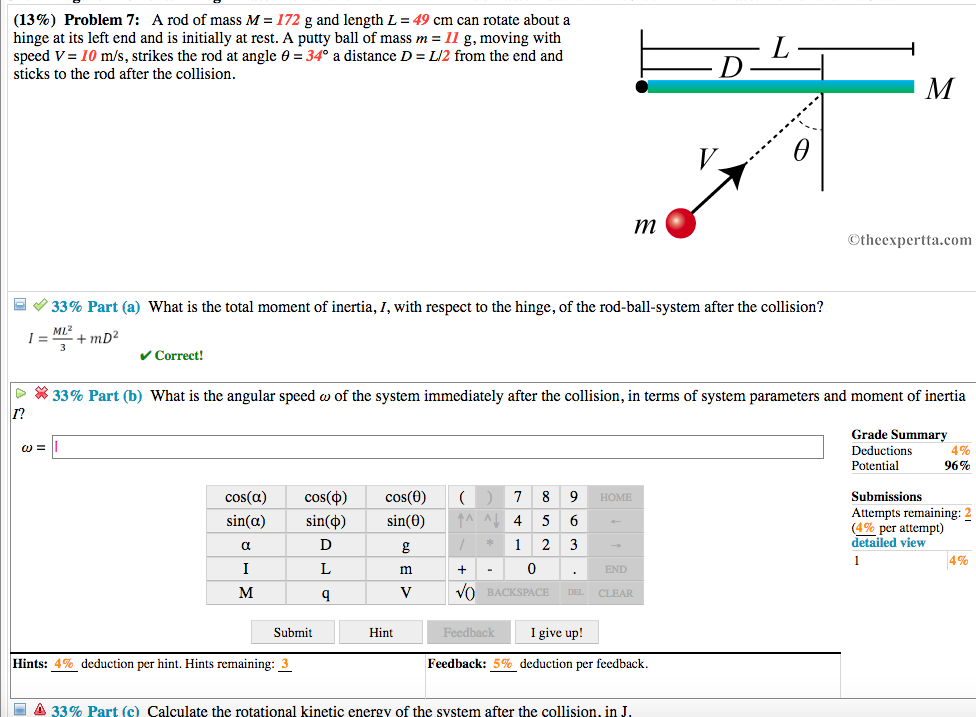 Solved 13 Problem 7 A Rod Of Mass M 172 G And Length Chegg Com