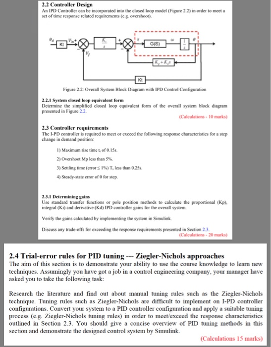 2.2 controller design an ipd controller can be incorporated into the closed loop model (figure 2.2) in order to meet a sct of