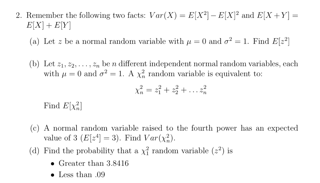 2 Remember The Following Two Facts Var X E X2 Chegg Com