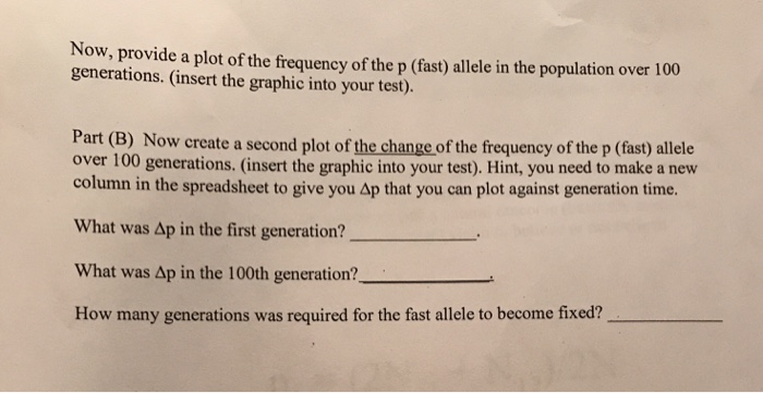 Health Essays Now Provide A Plot Of The Frequency Of The P Fast Allele In Essay On Health And Fitness also High School Essay Help Biology Recent Questions Cheggcom How To Write Essay Papers