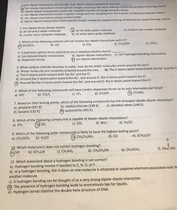 Solved Lon Dipole Inte Stronger Than Dipole Dipole Intera Chegg Com