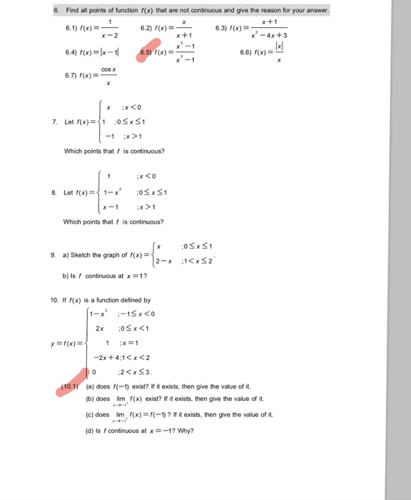Solved Find All Points Of Function F X That Are Not Chegg Com