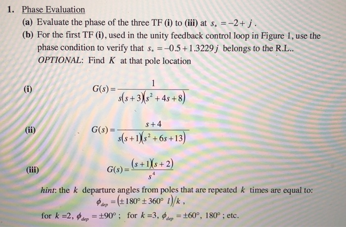 Solved 1 Phase Evaluation A Evaluate The Phase Of The Chegg Com