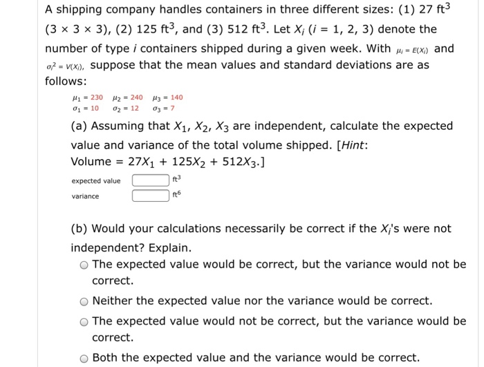 Solved A shipping company handles containers in three | Chegg.com