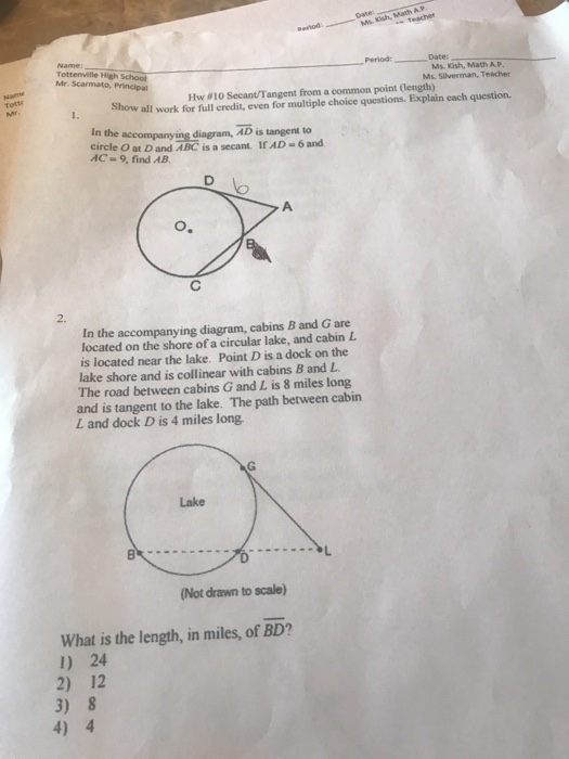 Solved Ms Ksh Math Ap Tottenville High School Hw 10 Se