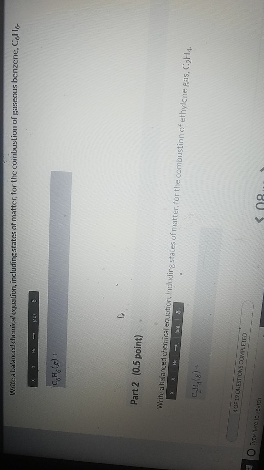 Benzene + oxygen balanced equation picture