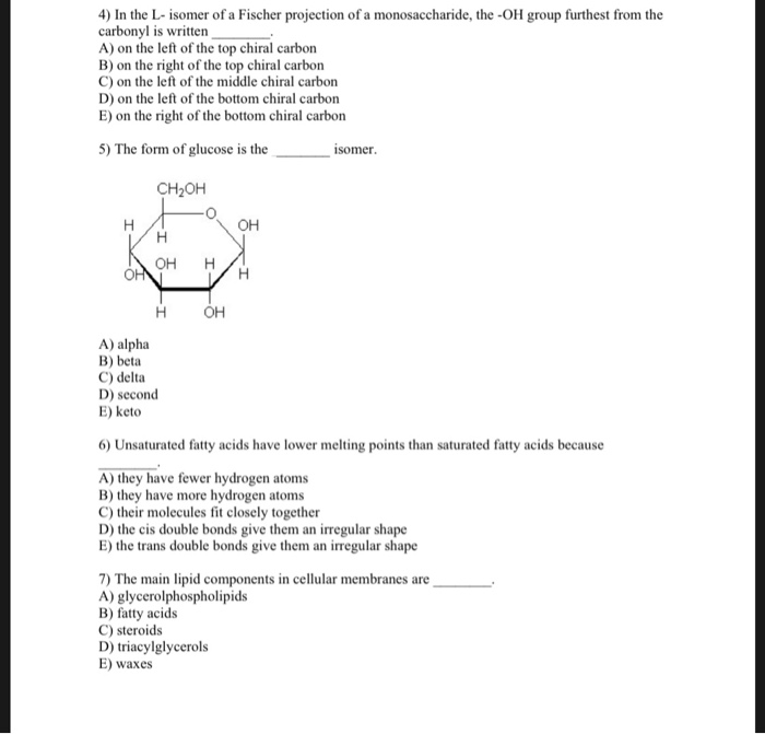 Solved 4 In The L Isomer Of A Fischer Projection Of A M Chegg Com