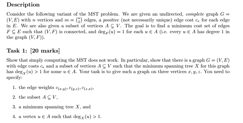 Solved Description Consider Following Variant Mst Problem