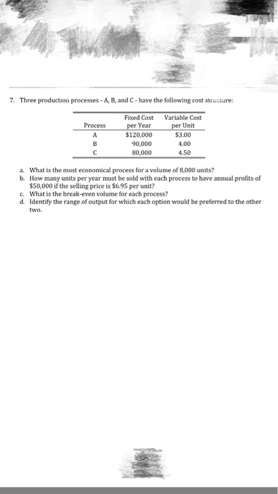 Solved: 7. Three Production Processes -A, B, And C Have Th ...