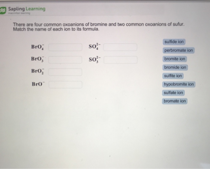 Solved Sapling Learning There Are Four Common Oxoanions O